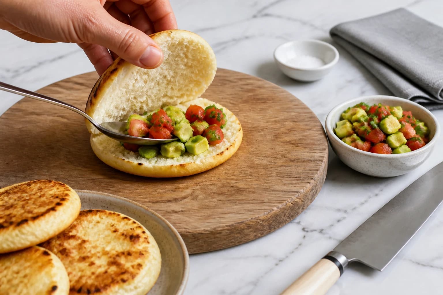 Etape 4 : Ouvrir et garnir — Arepa maïs healthy : la recette vénézuélienne