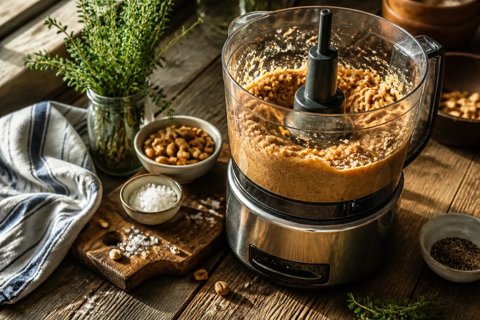 Etape 3 : Mixer en plusieurs phases pour obtenir la texture crémeuse — Beurre de cacahuète maison en 10 minutes