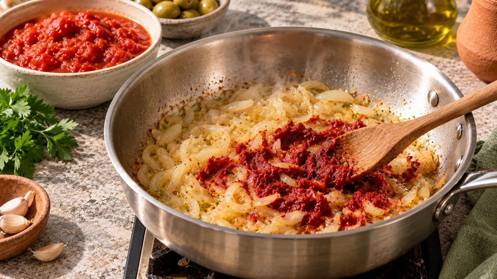 Etape 3 : Faire mijoter la sauce tomate — Boulettes de pois chiches sauce tomate minceur