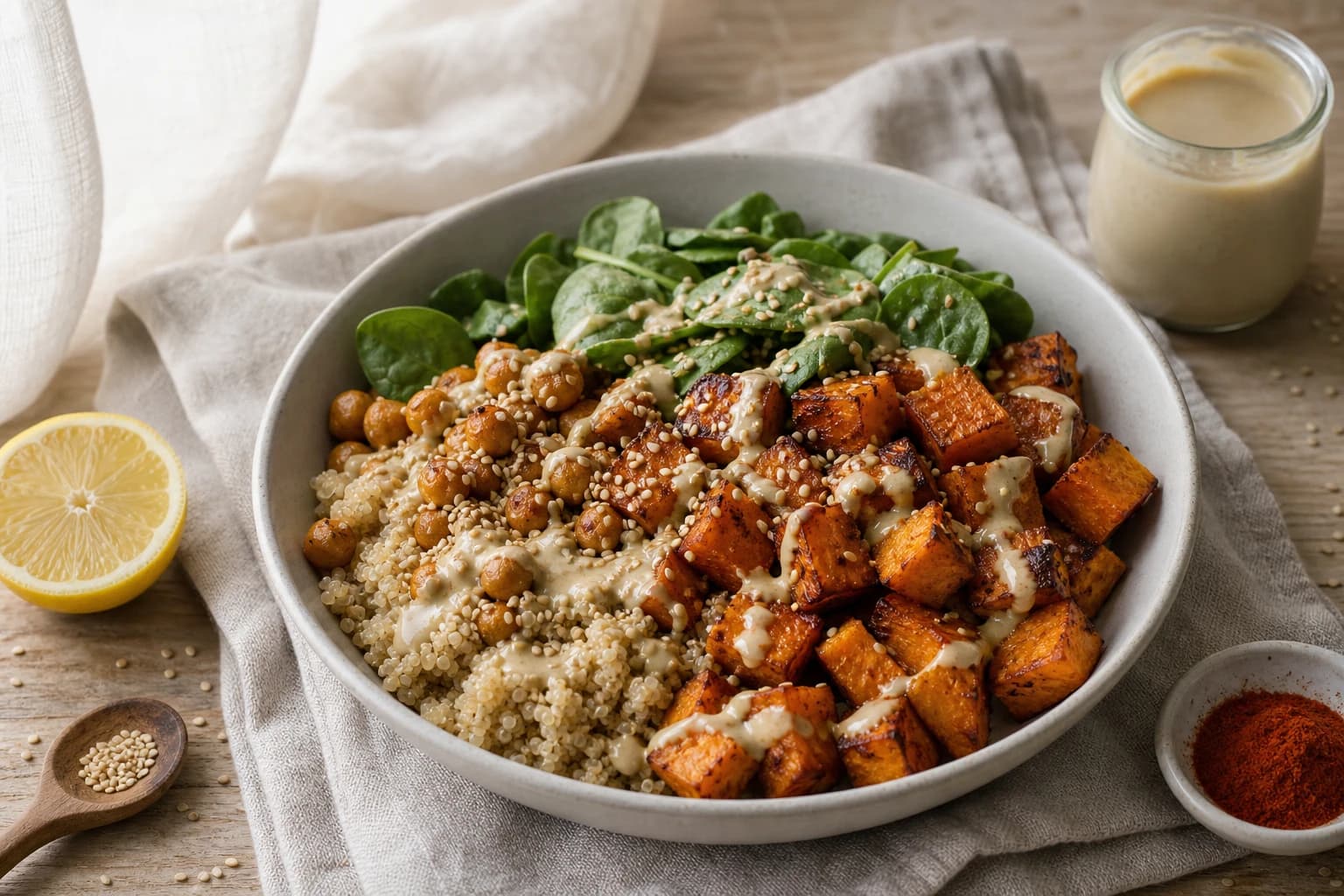 Étape 1 : Rôtir la patate douce — Bowl patate douce & pois chiches