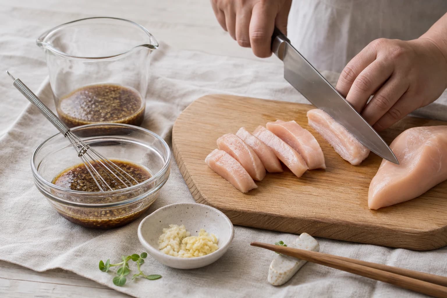 Etape 1 : Préparer la marinade teriyaki maison — Bowl poulet teriyaki & edamames