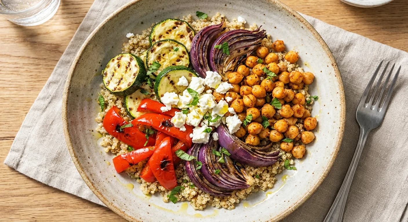 Bowl de quinoa aux légumes grillés