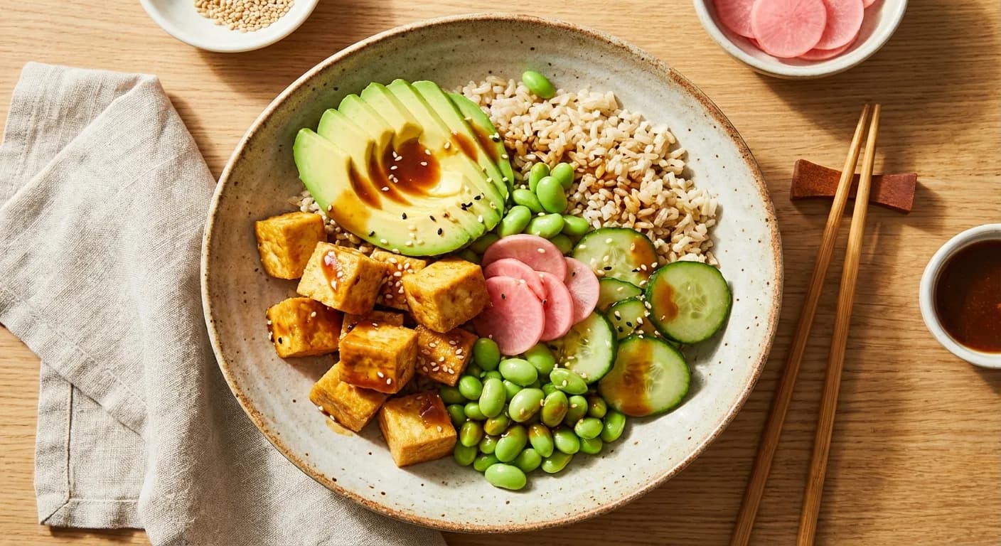 Bowl tofu mariné & avocat