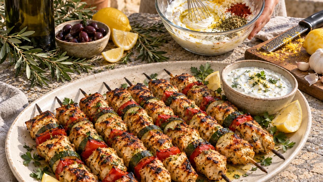 Etape 1 : Préparer la marinade citron-yaourt — Brochettes de poulet mariné citron yaourt minceur