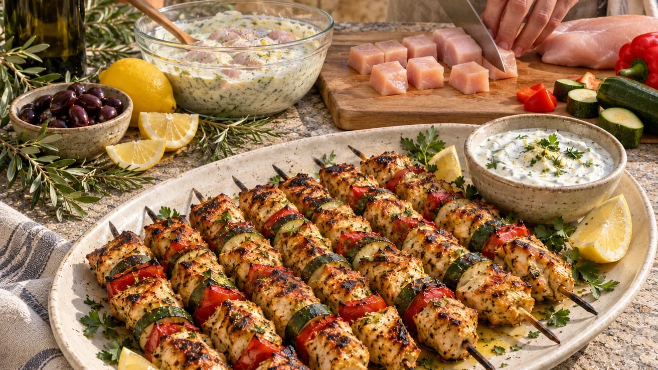 Etape 2 : Découper et faire mariner le poulet — Brochettes de poulet mariné citron yaourt minceur