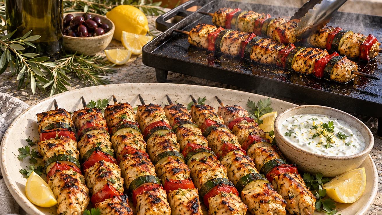 Etape 4 : Griller puis laisser reposer — Brochettes de poulet mariné citron yaourt minceur
