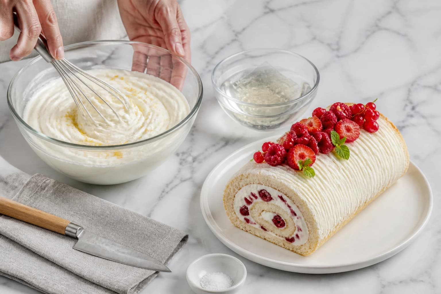 Etape 3 : Monter la crème au fromage blanc — Bûche fromage blanc fruits rouges sans sucre