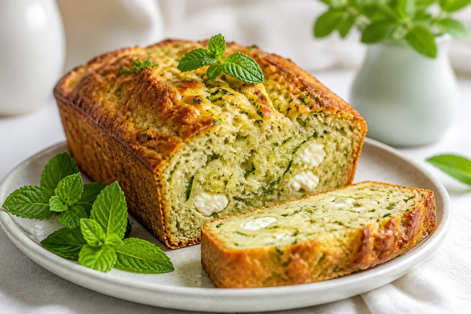 Cake salé courgettes, féta & menthe