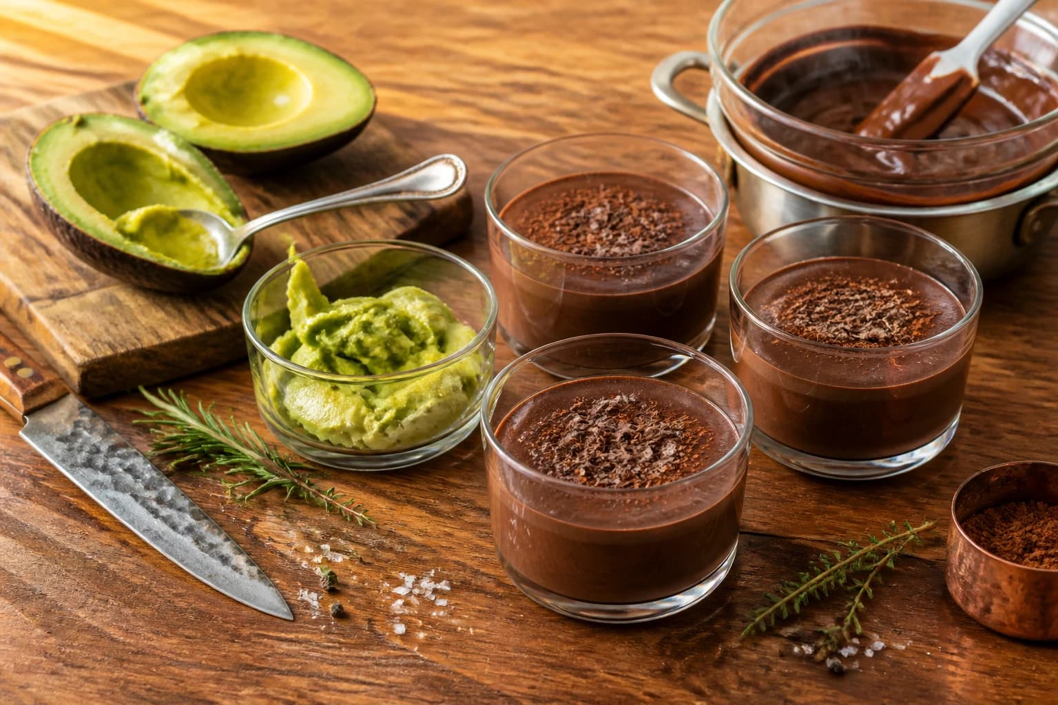 Etape 1 : Préparer les avocats et le chocolat — Crème dessert chocolat avocat sans sucre