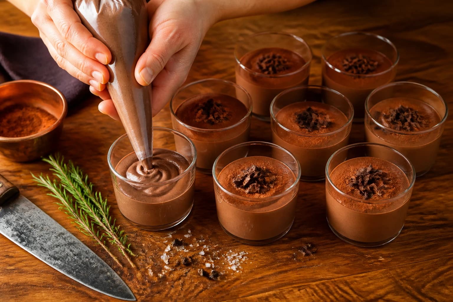 Etape 4 : Dresser et laisser prendre au frais — Crème dessert chocolat avocat sans sucre