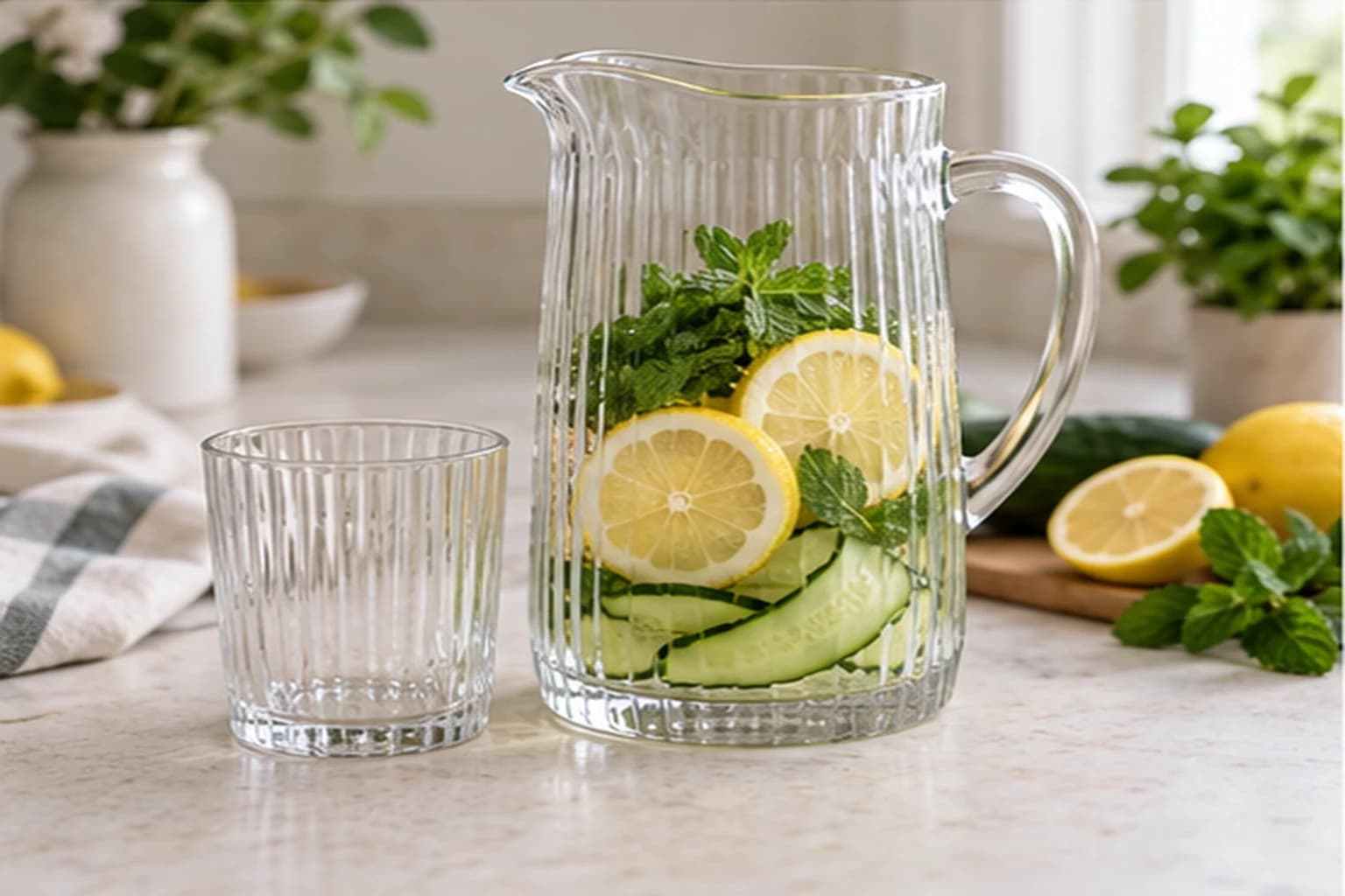 Etape 2 : Réveiller la menthe — Eau infusée concombre menthe citron légère