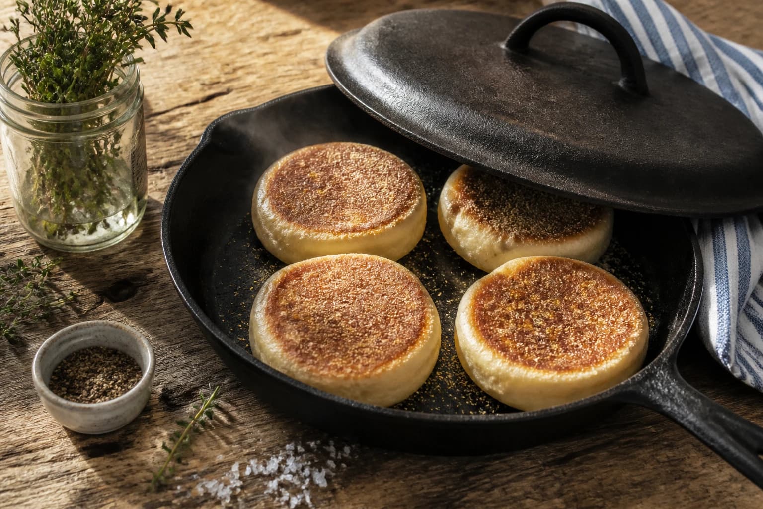Etape 4 : Cuisson à la poêle — English muffins maison : 5 étapes pour réussir