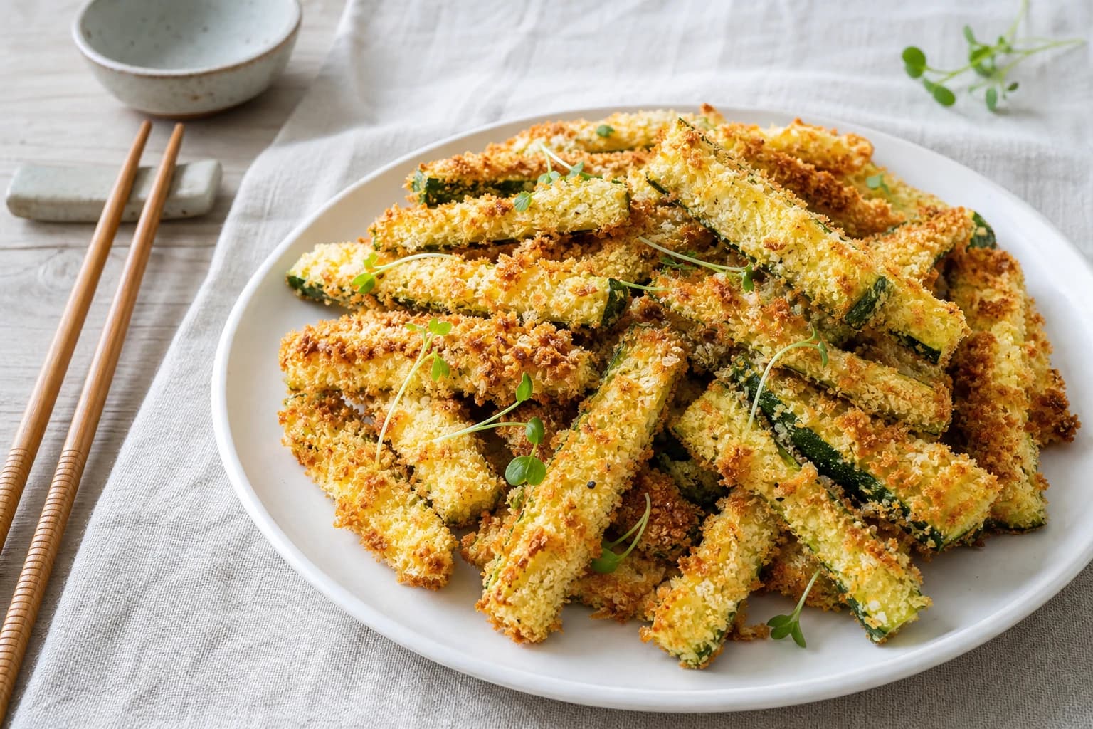 Frites de courgettes au four panées