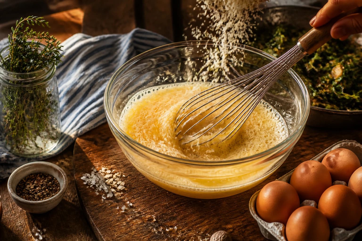 Etape 3 : Préparer les oeufs — Frittata aux fanes de légumes anti-gaspi