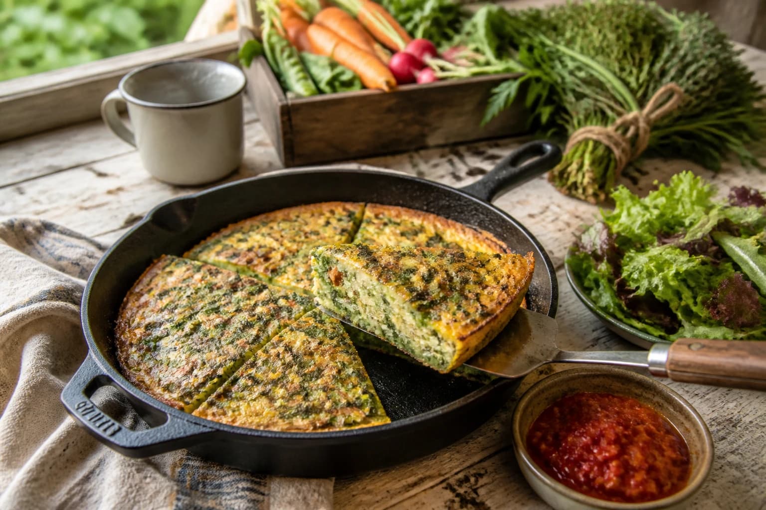 Etape 5 : Démoulage et service — Frittata aux fanes de légumes anti-gaspi