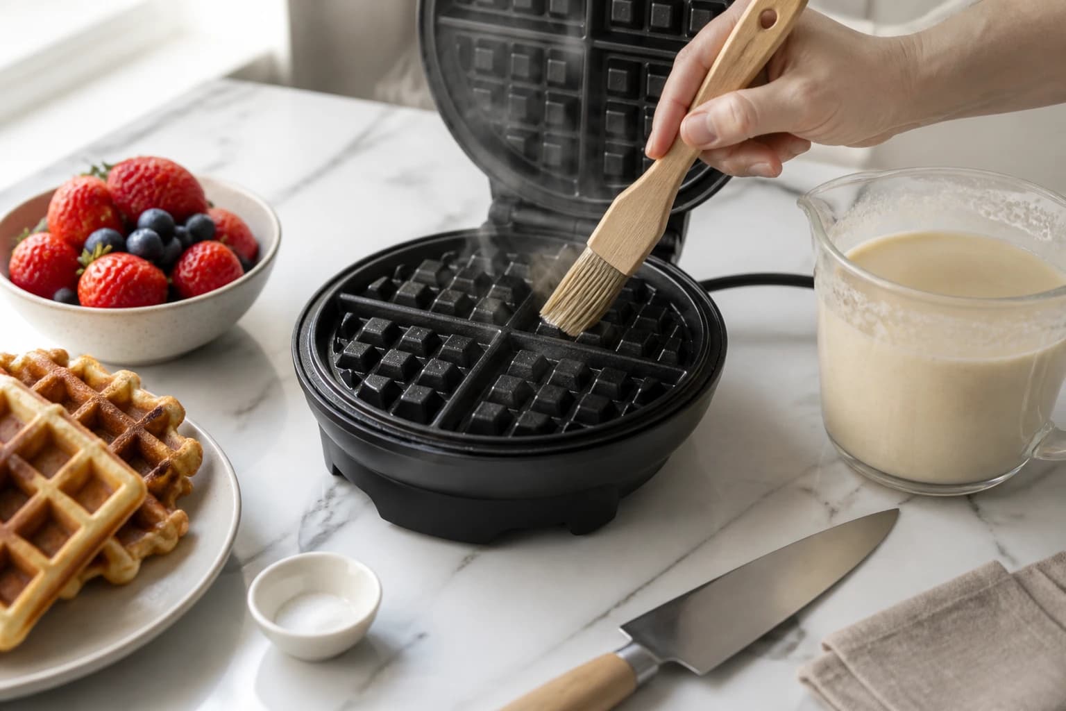 Etape 2 : Préchauffer et préparer le gaufrier — Gaufres farine de châtaigne sans gluten : croquantes et authentiques