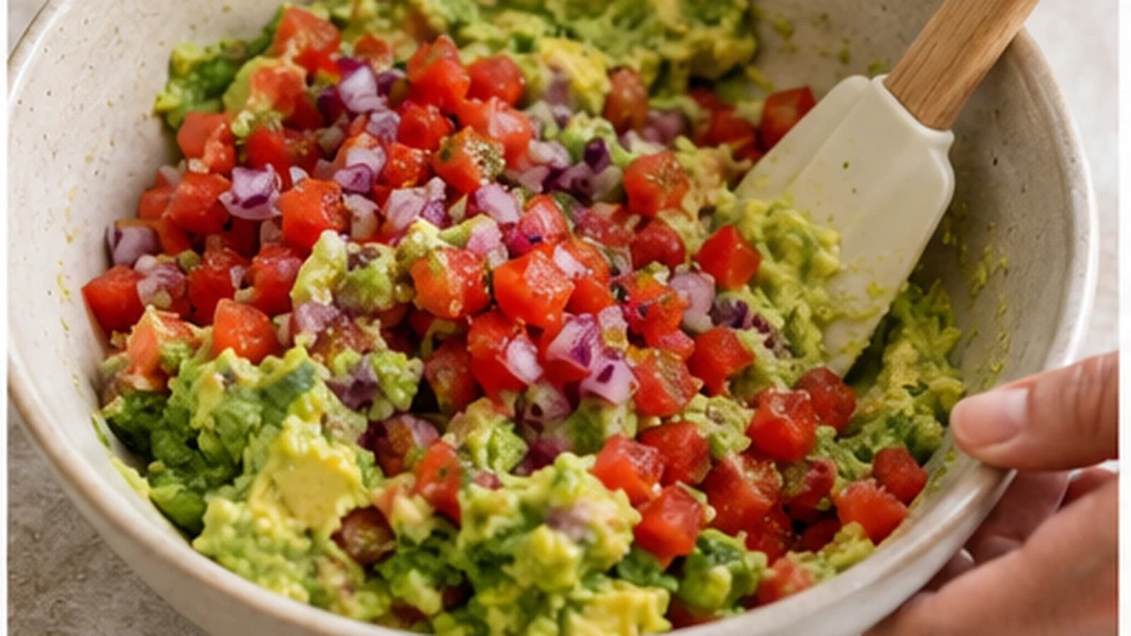 Etape 3 : Incorporer les garnitures — Guacamole léger avocat, citron et coriandre