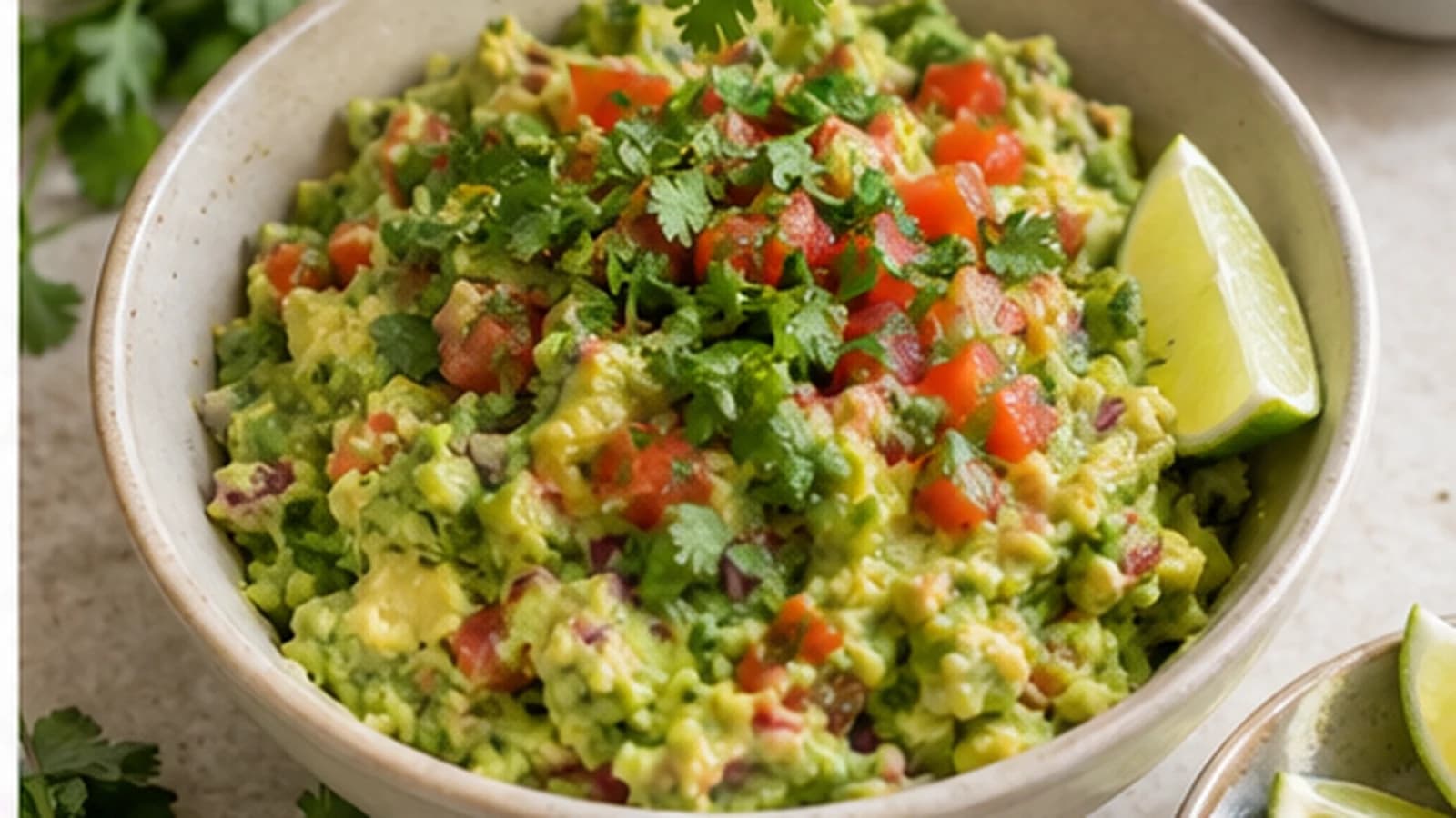 Etape 4 : Dresser et servir frais — Guacamole léger avocat, citron et coriandre