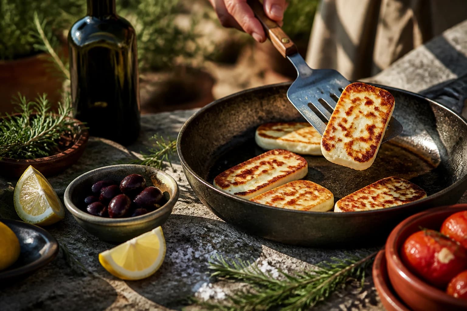 Etape 3 : Retourner et finir la cuisson — Halloumi grillé : le fromage doré et fondant en 10 min