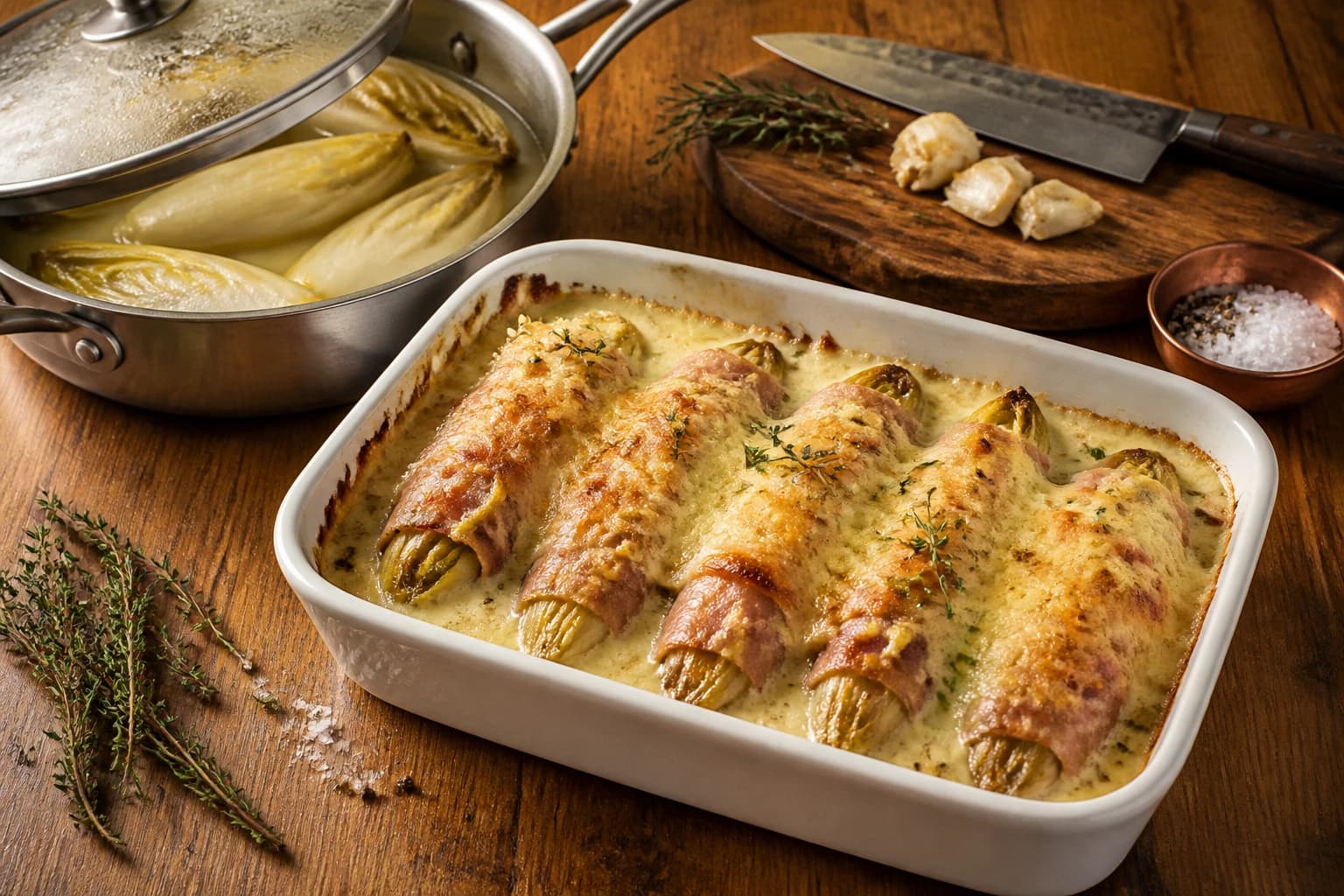 Etape 1 : Braiser les endives — Endives au jambon sans béchamel, ultra fondantes