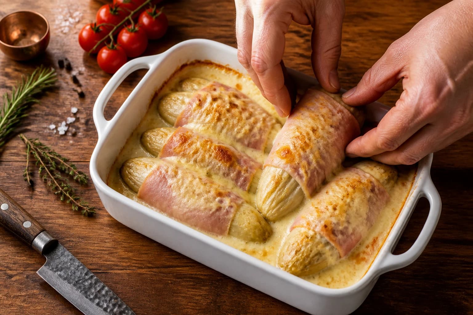 Etape 3 : Rouler les endives dans le jambon — Endives au jambon sans béchamel, ultra fondantes