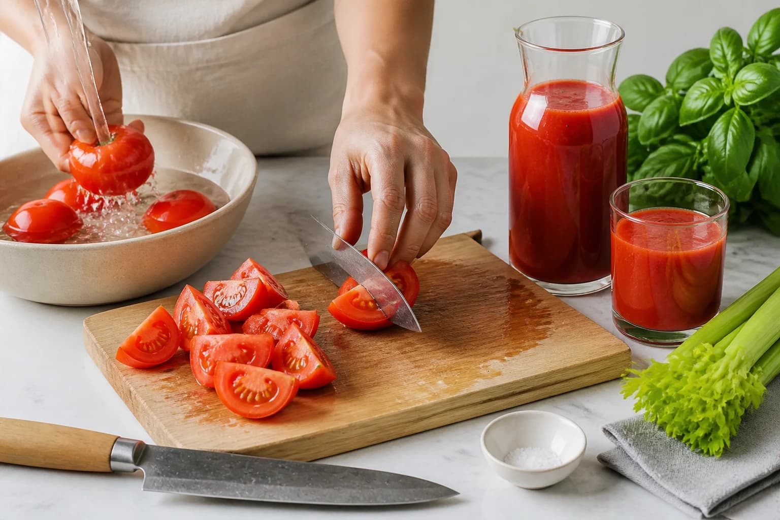 Etape 1 : Choisir et préparer les tomates — Jus de tomate maison : 3 gestes clés