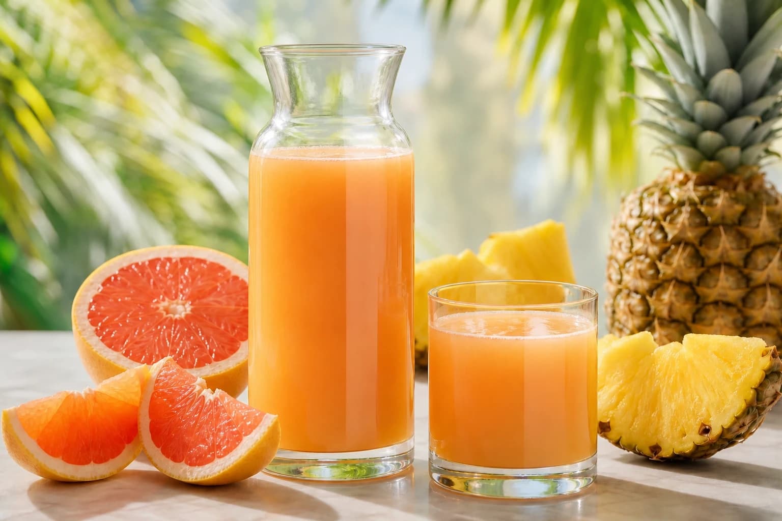 Etape 4 : Mélanger et ajuster au verre — Jus pamplemousse ananas : doux, frais et bien dosé