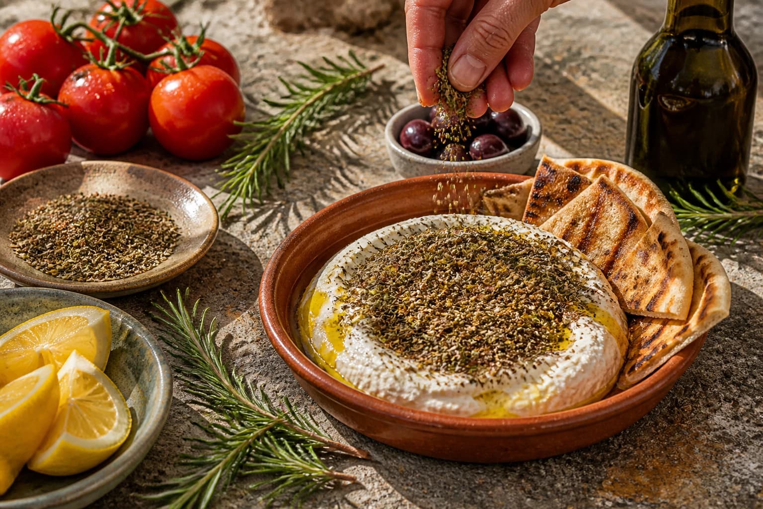 Etape 4 : Assaisonnement et service — Labneh maison au zaatar : 3 ingrédients