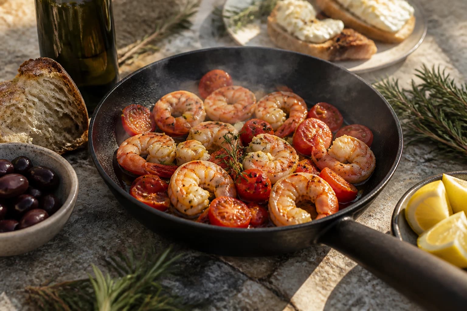 Etape 2 : Saisir les crevettes — Linguine aux crevettes et citron