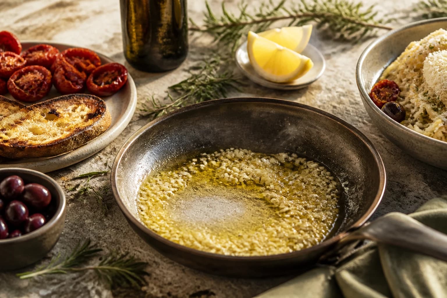 Etape 3 : Préparer la sauce ail-citron — Linguine aux crevettes et citron