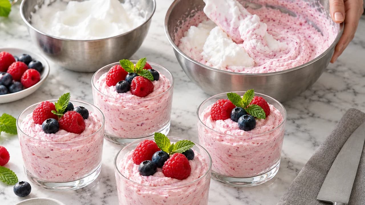 Etape 3 : Monter les blancs et les incorporer — Mousse de fromage blanc fruits rouges sans sucre ajouté