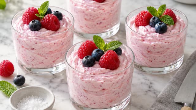 Mousse de fromage blanc fruits rouges sans sucre ajouté