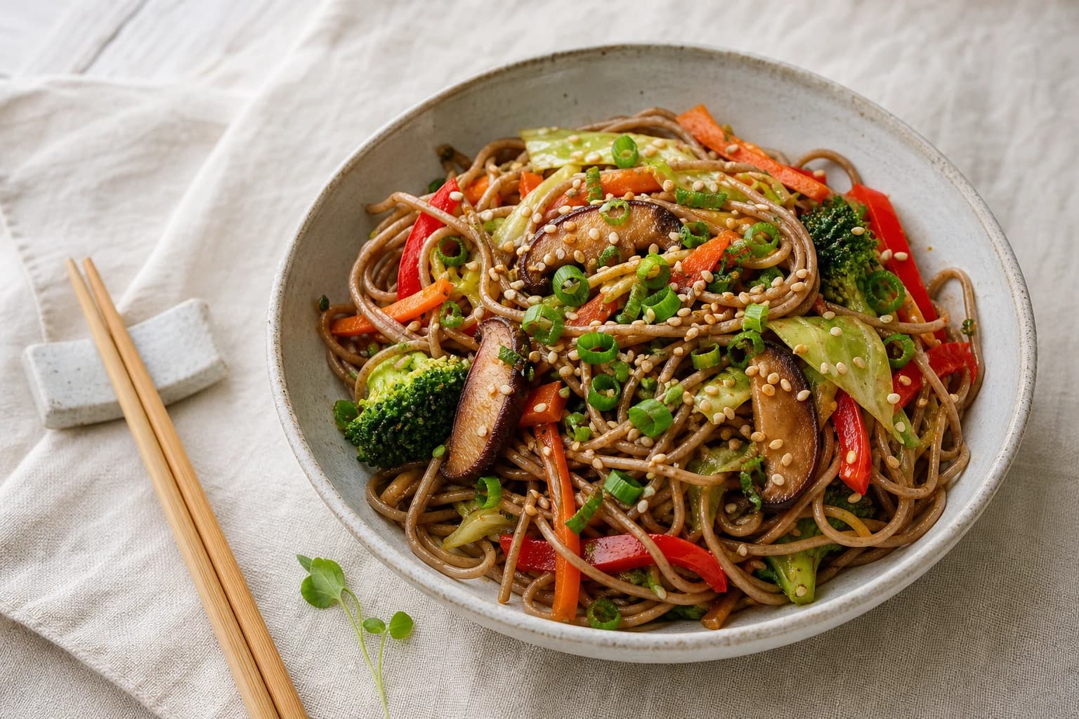Nouilles soba sautées : 5 légumes pour un wok sain et savoureux