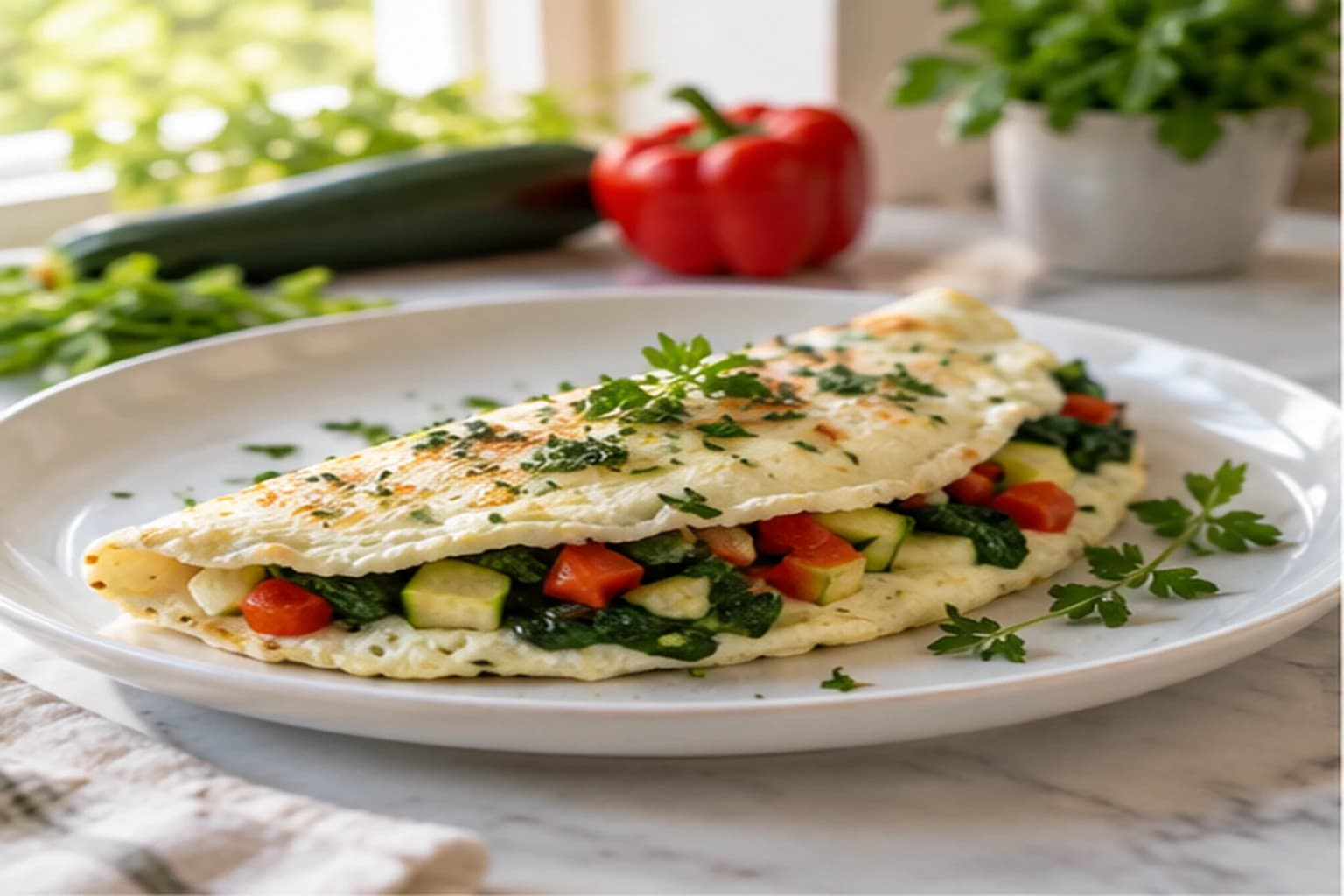 Omelette blanche aux légumes