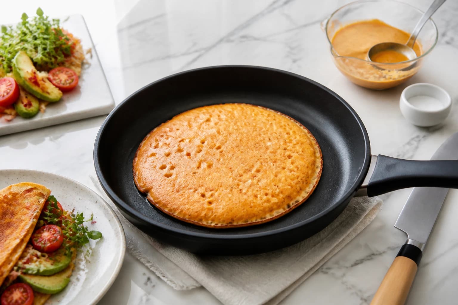Etape 3 : Cuire les pancakes à la poêle — Pancakes patate douce sans gluten : 3 ingrédients pour une texture moelleuse