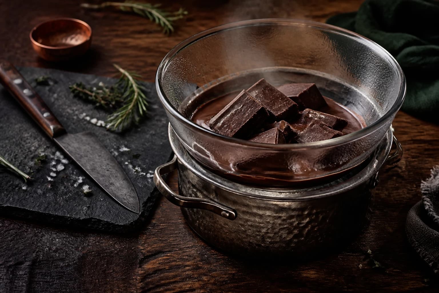 Etape 1 : Faire fondre le chocolat au bain-marie — Pâte à tartiner chocolat cacahuète façon Reese's