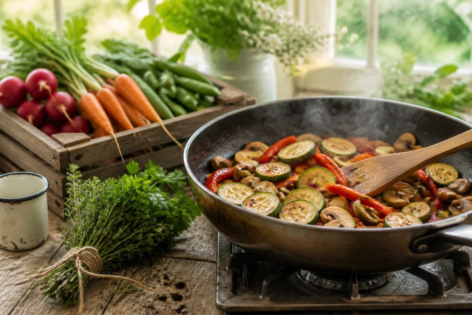 Etape 3 : Préparer la garniture de légumes — Pizza chou-fleur : 4 légumes, pâte croustillante