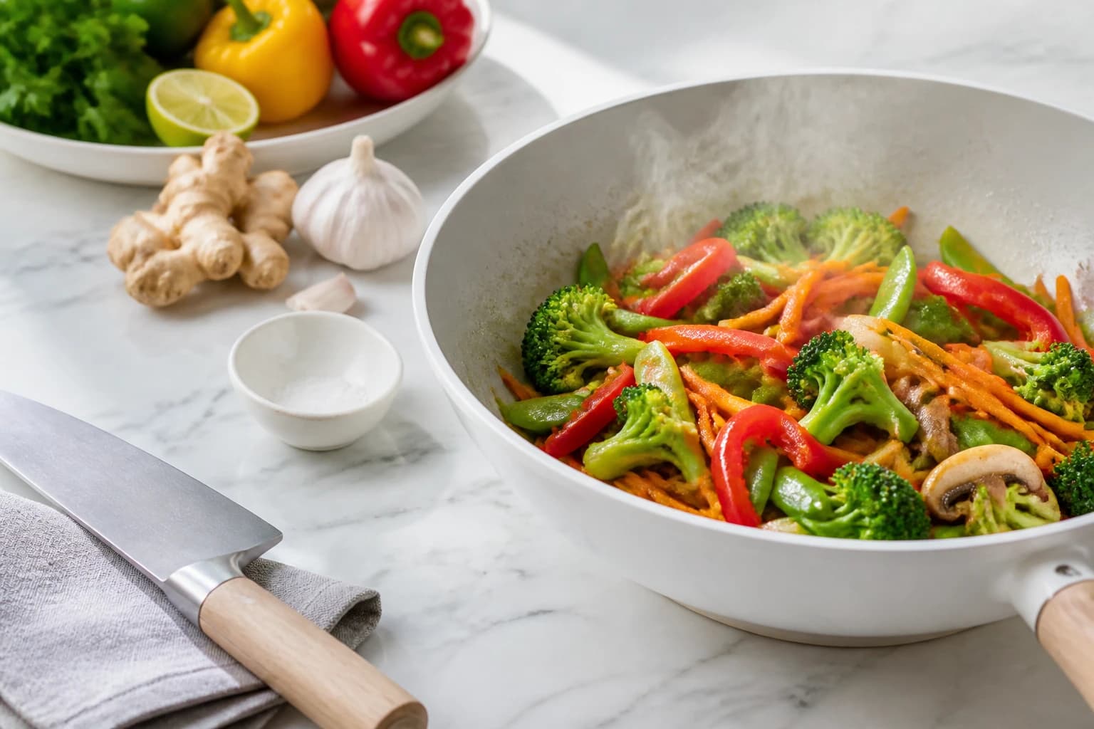Etape 2 : Sauter les légumes à feu vif — Riz sauté au thon et légumes anti-gaspi minceur
