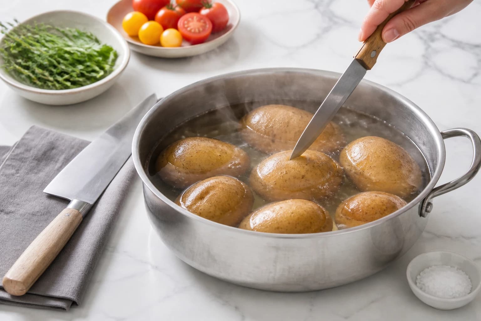 Etape 1 : Précuire et refroidir les pommes de terre — Rösti pomme de terre : la recette suisse légère