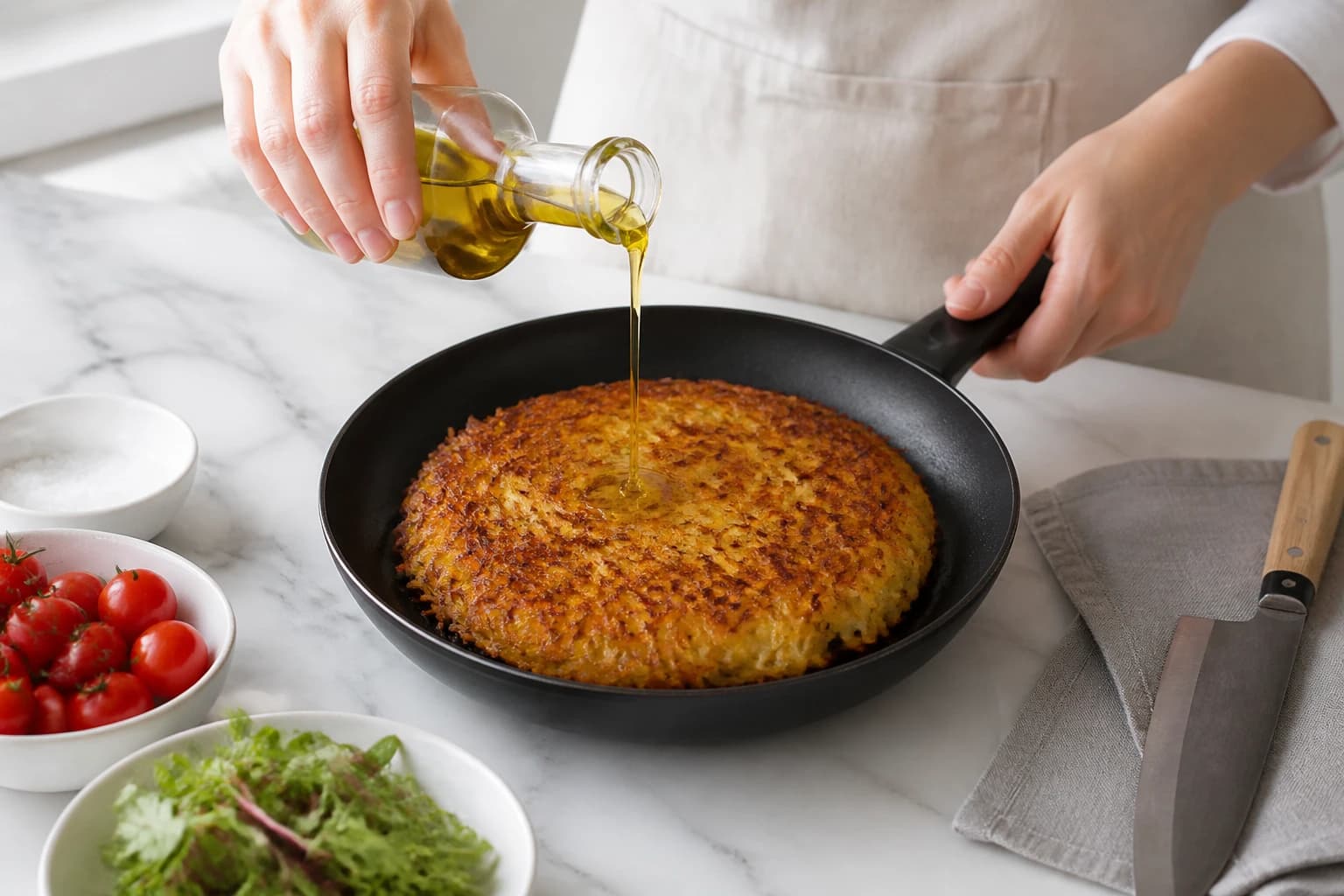 Etape 4 : Retournement et service — Rösti pomme de terre : la recette suisse légère