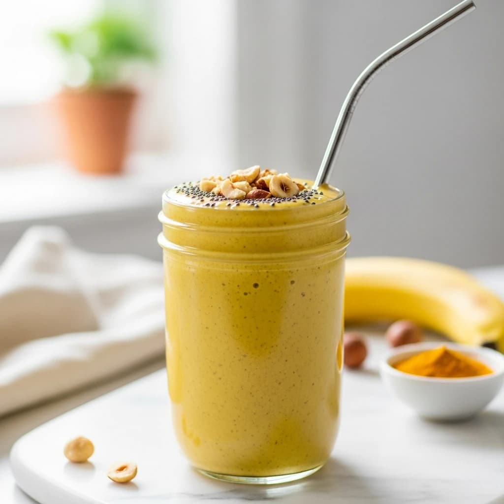 Smoothie banane-curcuma doré