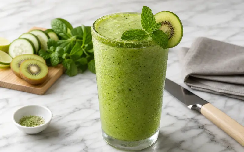Smoothie concombre-kiwi : glow vert givré
