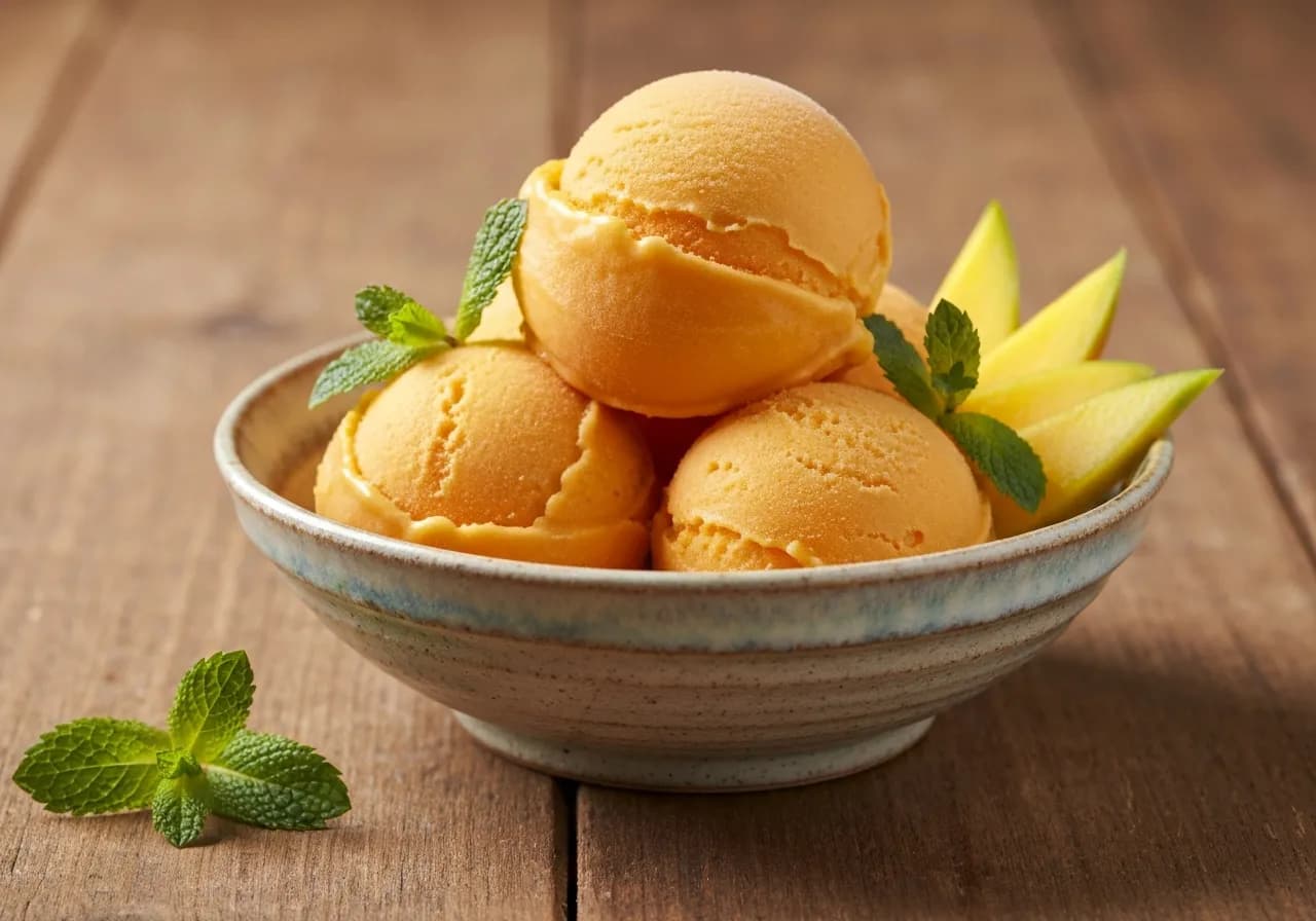 Sorbet mangue crémeux sans sorbetière