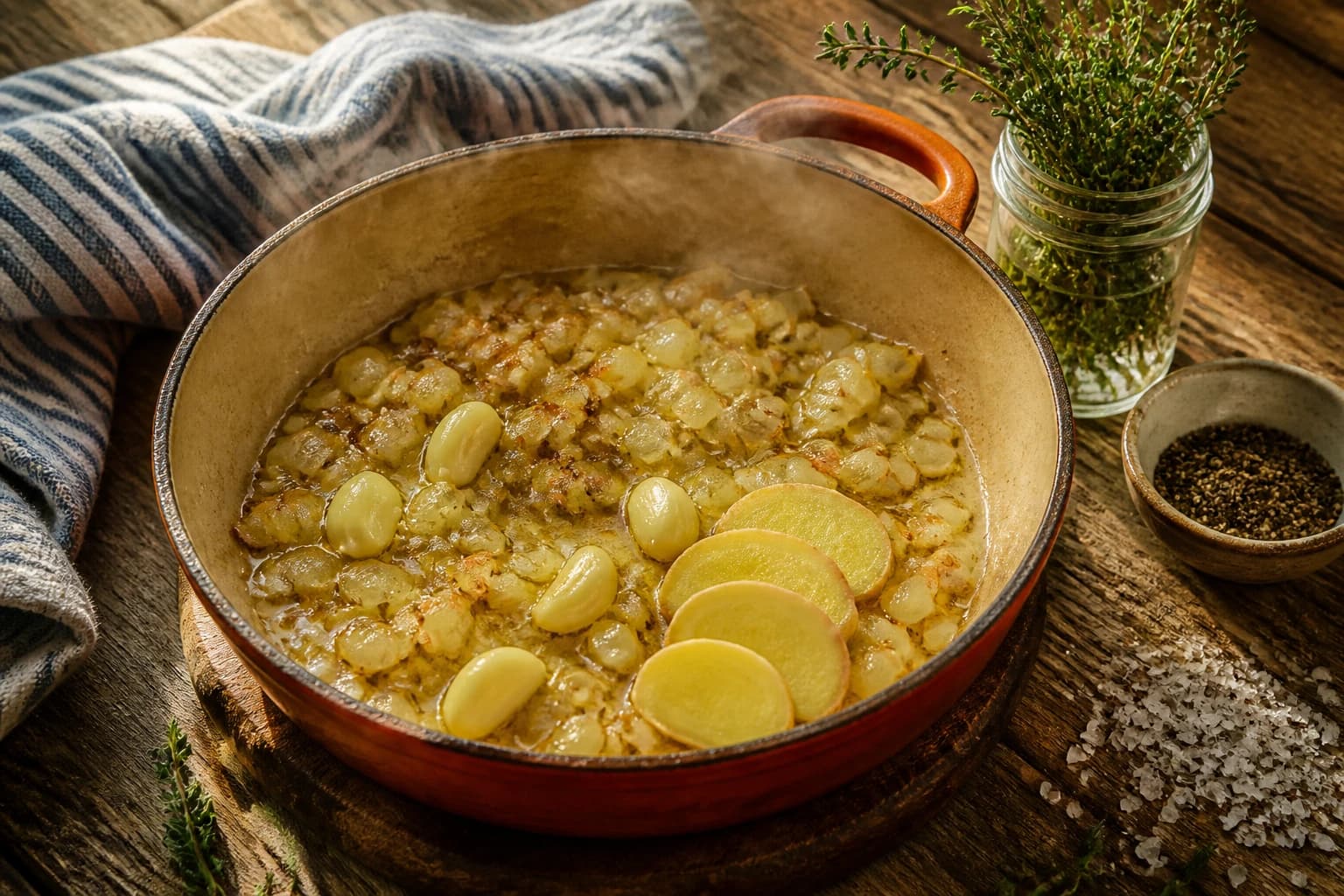 Étape 1 : Faire revenir les aromates — Soupe détox légumes verts : la recette anti-ballonnements