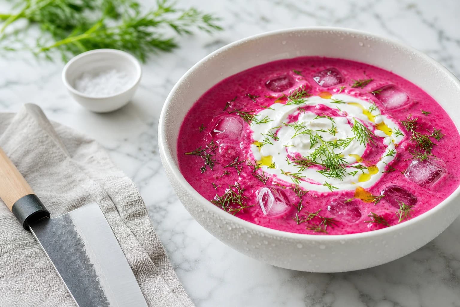 Soupe froide betterave, yaourt & aneth