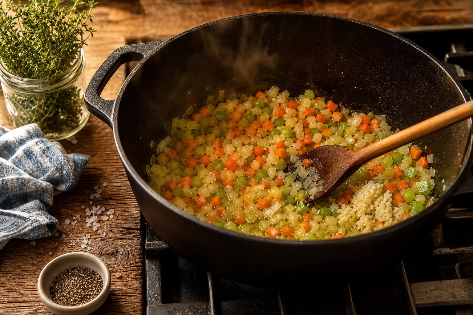 Etape 2 : Préparer le soffritto aromatique — Ribollita toscane au pain rustique