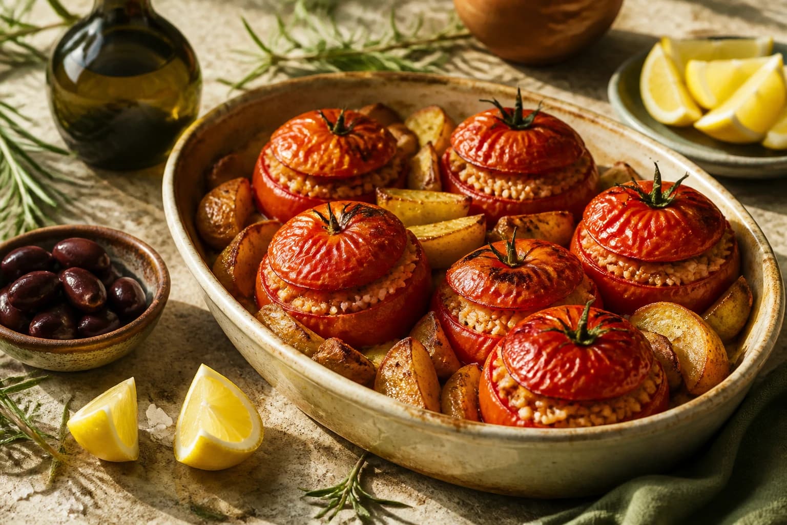 Etape 3 : Garnir et disposer au four — Tomates farcies grecques au riz