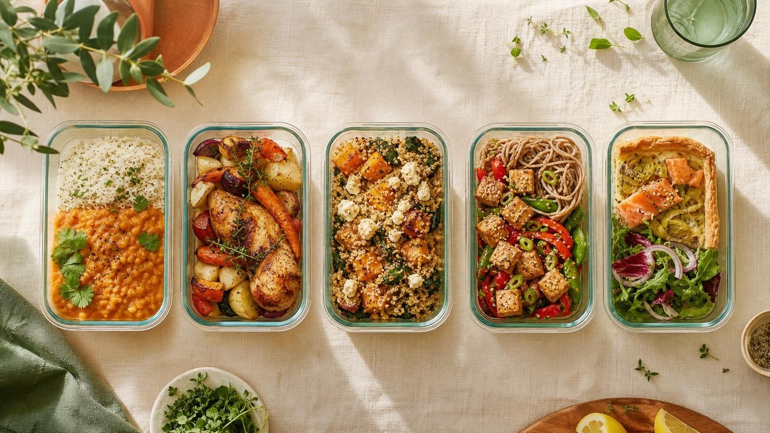 Batch cooking menu semaine : 5 dîners équilibrés